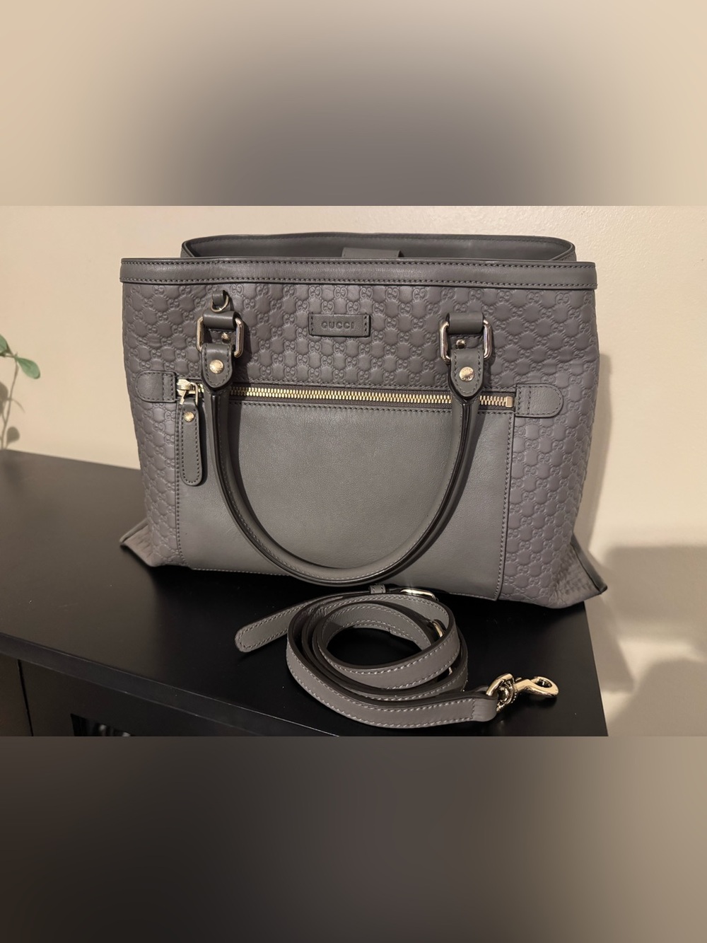 Gucci Gray Soft Microguccissima Medium Tote Loess